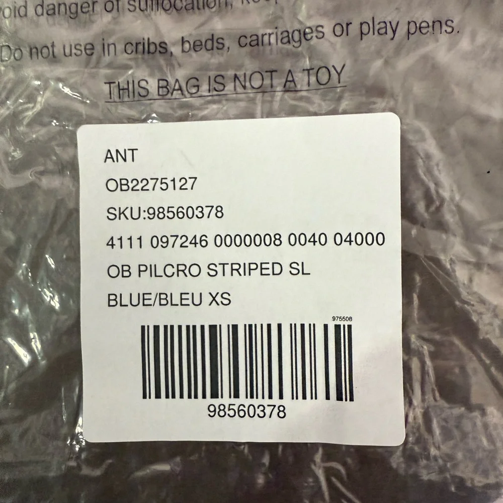 Pilcro Woven Crewneck Puff-Sleeve Top in Beige and‎ Blue Stripe XS NWT - Picture 12 of 14